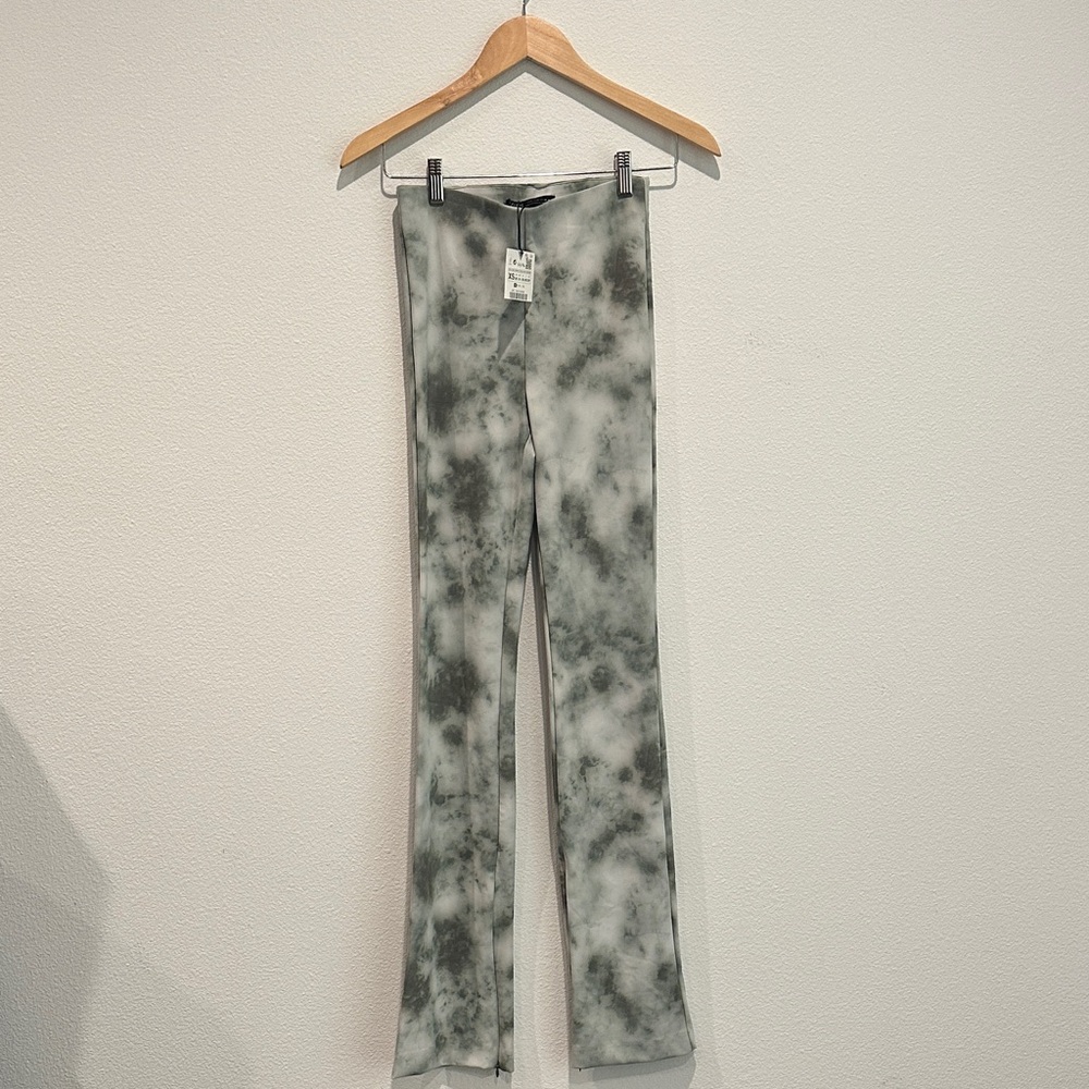 NWT ZARA XS Green Tie-Dye Women's Pants